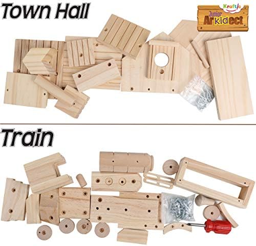 Kraftic Дървообработващи Строителен комплект, подходящ за деца и възрастни, с 2 Образователни САМ Плотницкими Строителни