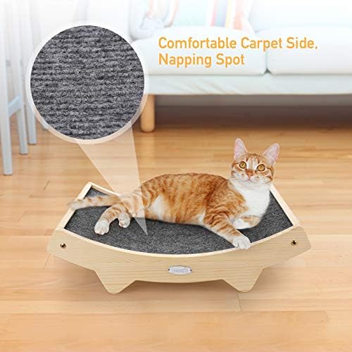 Pecute Cat Scratch Pad, Cat Scratcher Lounge with Нетъкан Sisal + Carpet Cloth Double-Sided Durable Wooden Structure Кити Scratching Pads