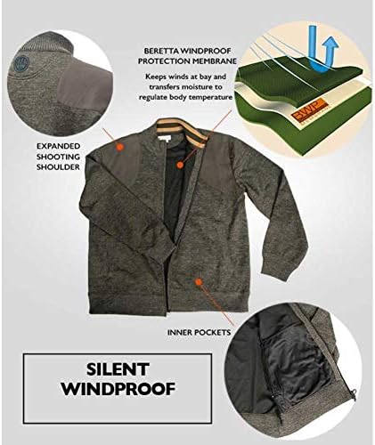 Beretta Men ' s Honor Windstop Silent Wool Blend Поза Fit Full Zip Hunting Sweater