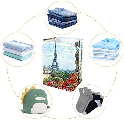 Unicey Paris Eiffel Tower Large Sized Laundry Възпрепятстват Сгъваема Кошница За Съхранение Спални Детски Стаи
