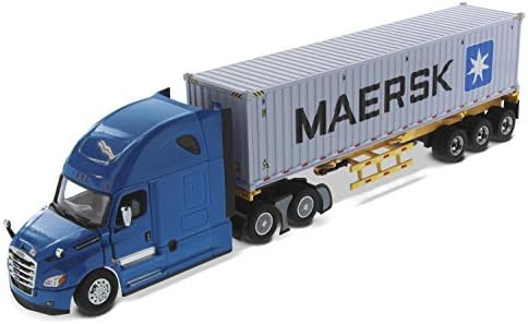 Freightliner New Cascadia Blue с виртуален скелет на ремаркето и 40' Сухо заредени с Морски контейнер MAERSK Transport Series 1/50 Diecast Модел от Diecast Masters 71048