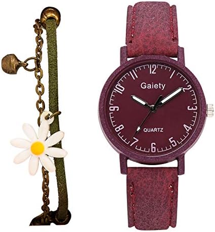 Подарък Часовник,Европейски и Американски Тенденция Старинни Кожени Кварцов Часовник Гривна Комплект