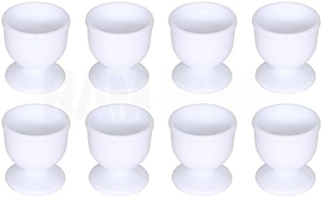 RAM-PRO 8pc Egg Cup Set - Бяло Издръжлива Пластмаса за Подаване на Меки Твърди Яйца-на очи Закуска Обяд