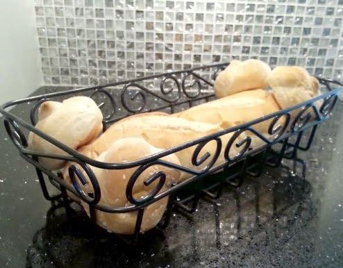 Навити дизайн и Голяма Метална кошница за хляб-Матово черно-13 x 6,5
