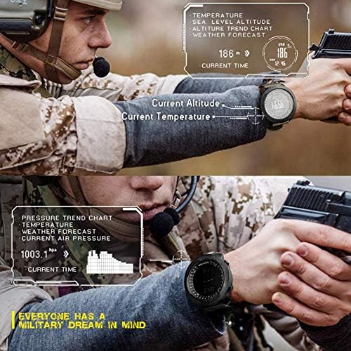 Мъжки Смарт часовници Спорт на открито Цифров Часовник е Водоустойчив Военни Ръчни Часовници с Компас, Алтиметър, Хронометър