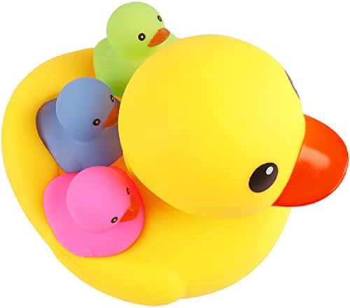 AIYUENCICI Bath Duck Toys 4бр Family Rubber Ducky Float&Squeak Baby Toddlers Preschool Bathtub Shower Играчки (Цветни)