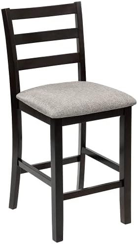 TREXM 5-Piece Wooden Counter Height маса за Хранене, Комплект с Меки столове и рафтове за съхранение на Еспресо