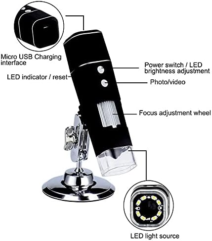 Yadianna 1000X WIFI Дигитален микроскоп 1080P безжичен смартфон, мобилен телефон Електронен Микроскоп регулируема led