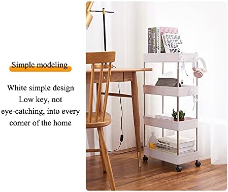 Gogh Slim Storage Cart with Wheel, Slim Slide-Out Кухня Trolley Storage Срок Organizer, Narrow Places Tower Rack Mobile Shelving Unit for Pantry Kitchen, Office Bathroom,Wide Style 4 Layer