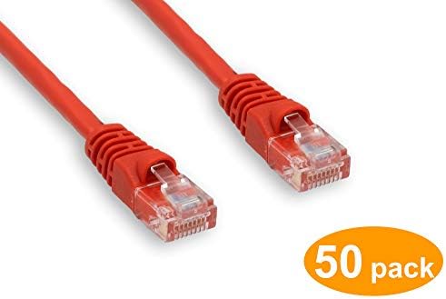 Cablelera ZPK339SHF-50 Cat6 Ethernet UTP кабел с ботуши Snagless, 0,5', Червено, 50 бр.
