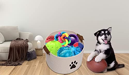 Памучен Въже Пет Toy and Аксесоар Storage Bin, Dog Cat Toy Baskets Organizer - Идеално място за Организиране на детски