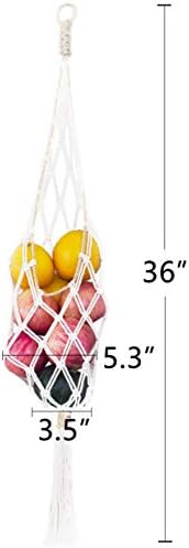 Decocove Подвесная кошница за плодове - Boho Кошница за съхранение на картофи, лук и плодове - Boho Стенен Декор за Кухнята