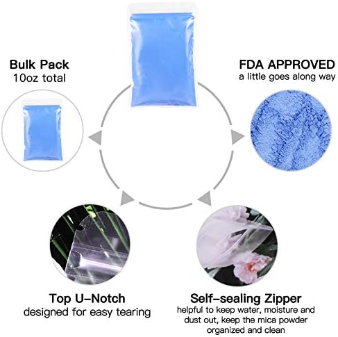 DEWEL Mica Powder for Epoxy Resin, 10oz Lake Blue Premium Pigment Powder, Upgrade Glitter Color Powder for Тиня, Свещ,