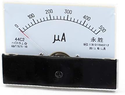 New Lon0167 44C2 DC 0-500uA Rectangle Аналогов Panel Ammeter Gauge(44C2 DC 0-500uA Analoges Amperemeter-Messgerät für