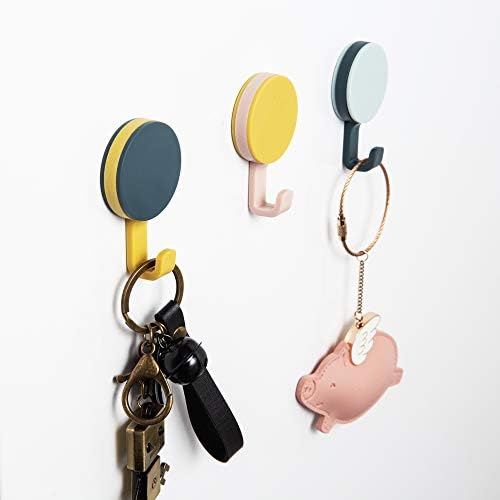 Премиум Лепило Куки -Въртящи се, с монтиран на стената кука Тежки-Добри Куки за дрехи, ключове, чанти и кухненски принадлежности 8 бр (светло розово+светло синьо)