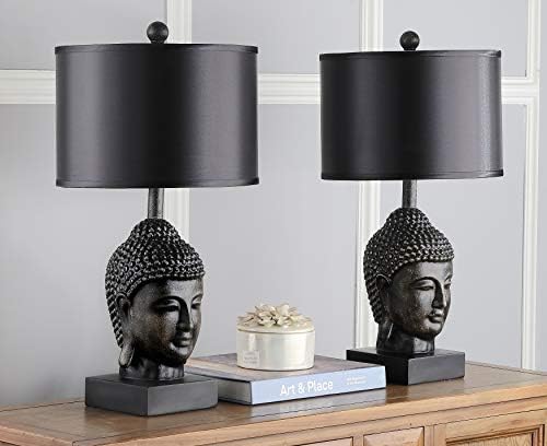 Safavieh Lighting Collection Буда Black Shade 25-inch Спалня Living Room Home Office Desk Nightstand Table Lamp (Set of 2) - Led крушки в комплект