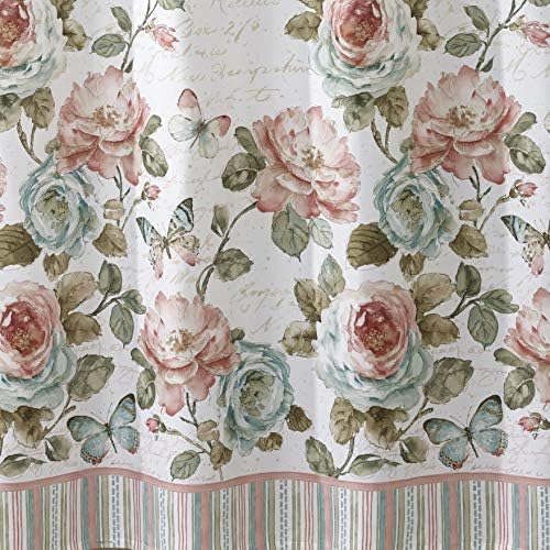 The Lakeside Collection Rose Garden Bathroom Hanging Shower Curtain - Селска Цветен Акцент