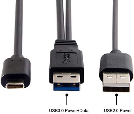 CY Type-C USB-C to USB 3.0 Male & USB 2.0 Dual Y Data Кабел за Лаптоп и Хард Диск, 60 см