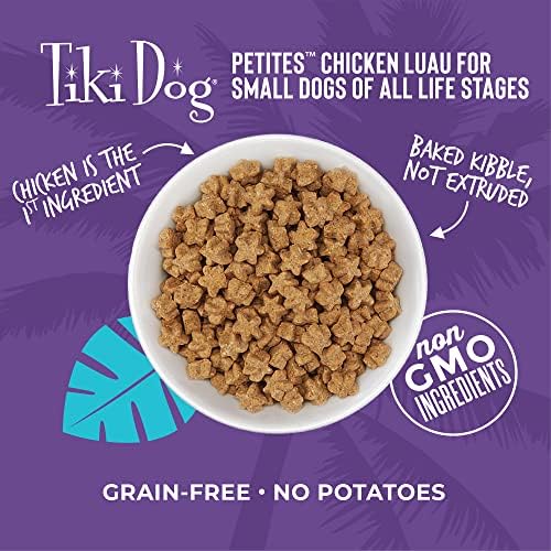 Tiki Pets Tiki Dog Aloha Дребните Беззерновой суха храна за кучета, Печена с прясно месо и суперпродуктами, 3,5 килограма,