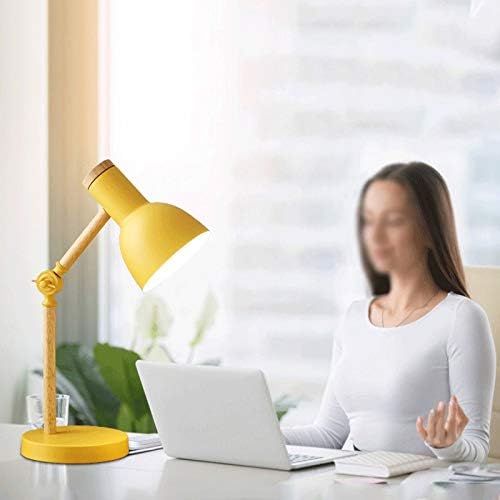 CDQYA Wooden Art Iron LED Сгъваема Лесна Настолна лампа Защита на Очите Настолна Лампа За Четене на Дневна Спалня Начало Декор (Цвят : жълт)