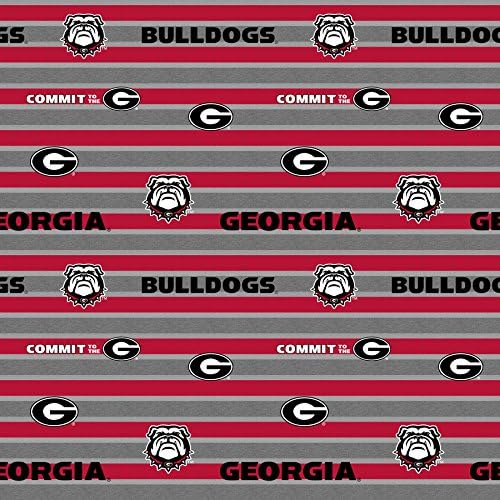 University of Georgia Fleece Blanket Fabric - Georgia Bulldogs Fleece Fabric with Яки Stripe Polo-Продава се в Двора