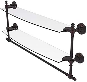 Allied Brass RW-34TB/24 Retro Wave Collection 24 Inch Two Tiered Integrated Towel Bar Стъклен Рафт, Венециански Бронз