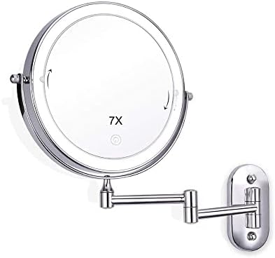 Огледало за грим 7X Увеличение на Монтиране на Макияжное Led Огледало 2 - face Touch Dimming LED Светлини конзола за Монтиране на Огледала за Баня Make up Vanity Mirror 8 инча