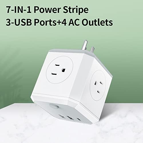 7-в-1 Мулти USB Портове Стенно Зарядно Устройство Power Stripe Type C Бързо Зарядно Устройство Ac Контакти Въртящи Плосък