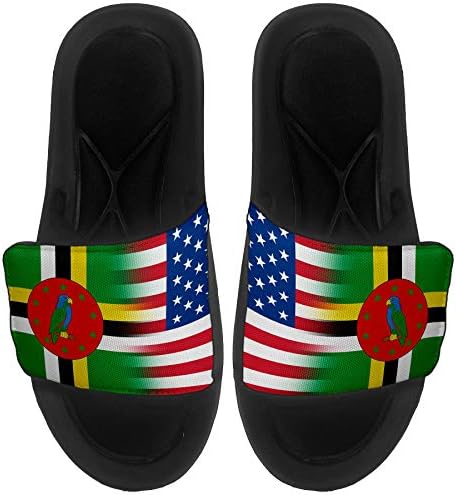 ExpressItBest Sushioned Slide-On Sandals/Пързалки за мъже, жени и младежи - Флаг Доминики (Доминиканска Република) - Флаг