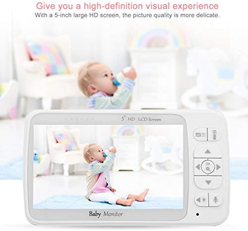 5‑инчов Цветен LCD видеоняня може да бъде свързан към 4 Передатчикам, 2,4 Ghz, Монитор детски фотоапарат с Колыбельными/Нощно