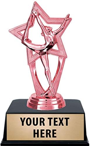 Трофеи танц награди на короната е изработен по поръчка гравиране, 6 Персонално розово трофей танцьор звезда на черно база