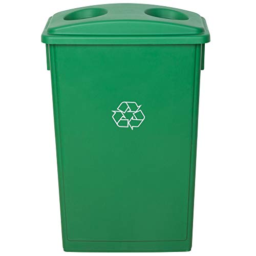 5 опаковки! 92 Qt. / 23 литра / 87 литра Зелена Тънка правоъгълна банка за рециклиране и зелен капак с дупки. Кофа за