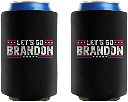 IORTY RTTY Lets Go Brandon Coozie Lets Go Branson Coozie Смешни Bottles Insulated Beer Can Bottle Cooler Sleeves for Cold Beverage Can Cooler 12 Oz 2 Pack Black