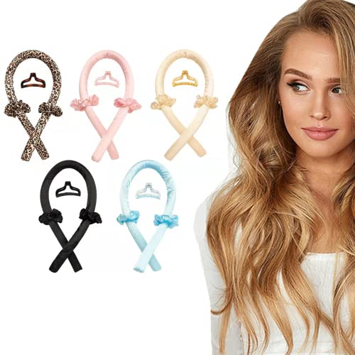 Heatless Curling Род Headband,No Heat Silk Curlers Hair Rollers for Long Hair Sleep in Soft Foam Hair Curlers Curling Пръчици Нощувка,Curling Ribbon and Flexible Пръчици for Natural Hair (Пинк)