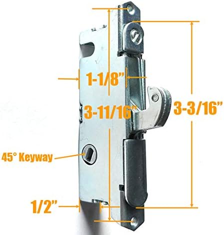 Комплект за смяна на дръжка плъзгаща се врата, брава 45° keyhole с вътрешната дръжка и външната тракшън-Подходящ за 3-15/16 Разстояние между дупките за винтове, Без ключ с в