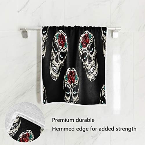 ALAZA Day of the Dead Skull Absorbent Soft Bath Towel for Women Men Adults, 15 x 30 см