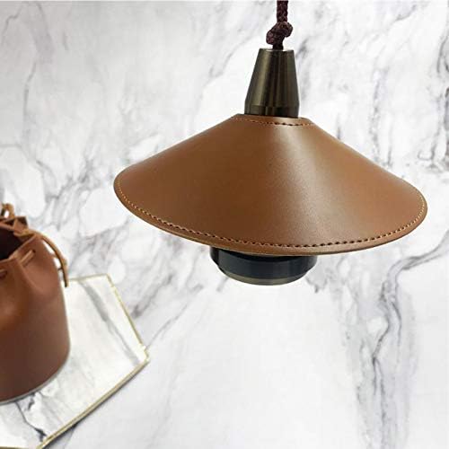 LOVIVER Leather Lamp Shade Fanshaped Light Cover Подвижна Прахоустойчив - Тъмно кафяво