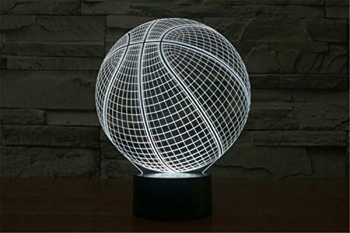 Баскетбол 3D Touch Оптична Илюзия лека нощ Зашеметяващ Визуален Триизмерен Ефект, 7 Цвята Промяна Маса Настолна Деко Лампа