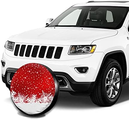 WDNGNDT Christmas Red White Коледа Snowflakes Spare Tire Cover Durable Wheel Covers for Jeep SUV Trailer