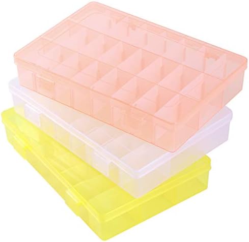 KESYOO 1 Комплект от 3 бр. Пластмасова Кутия За Съхранение за Носене 24 Решетки Подвижни Бижута Електронни Компоненти