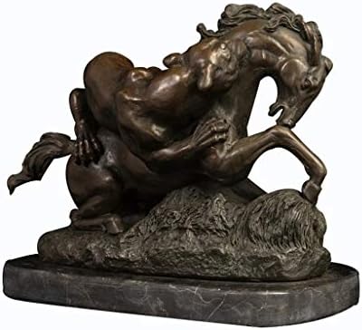 JYDQM Класически Метални Занаят Бронзова Статуя на Животно Бронзова Скулптура на Кон Борба с Леопард Фигурки за Украса