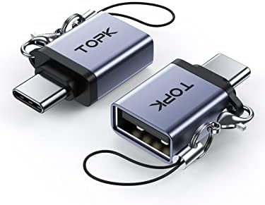TOPK C USB Adapter [2 Pack] USB Type C to USB 3.0 Adapter Високоскоростно Предаване на данни Thunderbolt 3 to Female USB