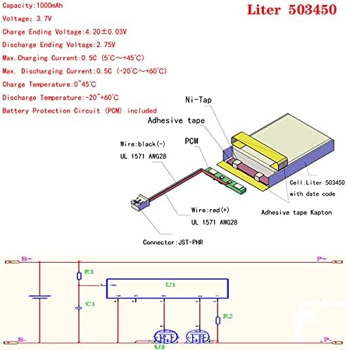 Литровата батерия energybattery 3.7 V Lipo 1000mAh Акумулаторна литиево-йонна Полимерна Батерия 503450 Литиево-йонна Полимерна