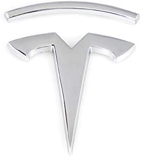 CARRUN 3D T Metal Emblem Car Side/Rear/Front Badge Decals for Tesla Model S Model X Model 3 Auto Accessories (Silver)