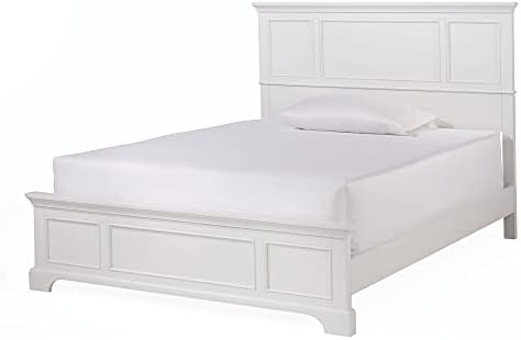 Homestyles Naples Queen Bed with Wood Raised Panel Headboard Footboard and Matching Релси, Бял