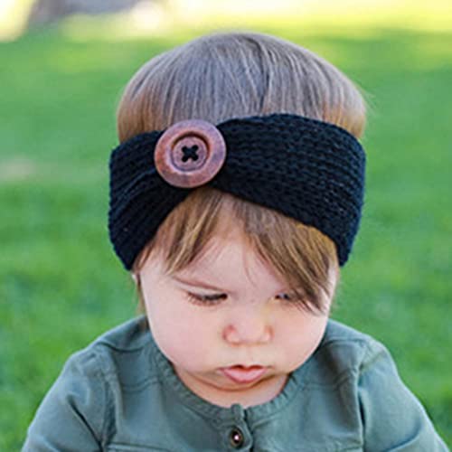 5 Цвята Възли Ленти за коса Baby Boutique Headbands с Голям Бутон Décor Hair Bows for Newborn Бебе Toddler (Черен)