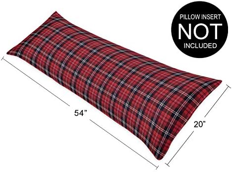 Sweet Jojo Дизайни Red and Black Woodland Plaid Flannel Body Pillow Case Cover for Rustic Patch Collection (Възглавница