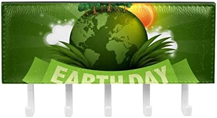 Зелен Ден на Земята Икономка, за Стенен Декор,Органайзер с 5 Куки, Закачалки за Антре, Баня, Кухня, Декориране на Дома