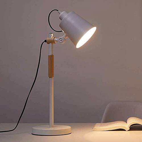 DJASM ZZWZM Модерна Светодиодна Настолна Лампа Регулируема Настолна Лампа, за да се Учат от Офиса на Четене Спални Нощна E27 Защита на Очите Осветление за Четене (Цвят : бя