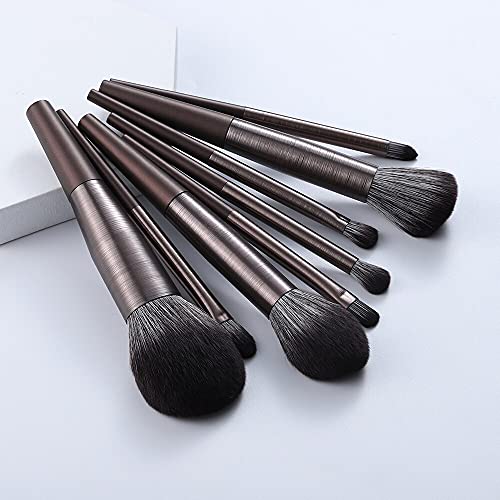 8pcs Metal Long Tube Makeup Brushes Set Lip Foundation Powder Blusher Eyeshadow Eyebrow Brush Инструменти (silver)